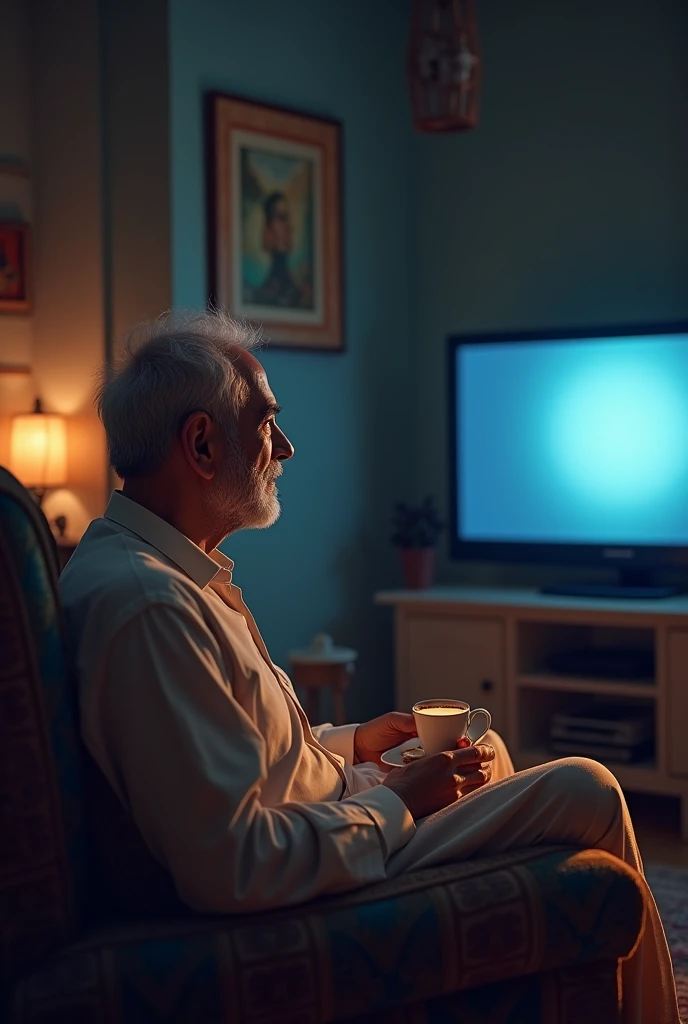 Indian Man, 2,watching tv