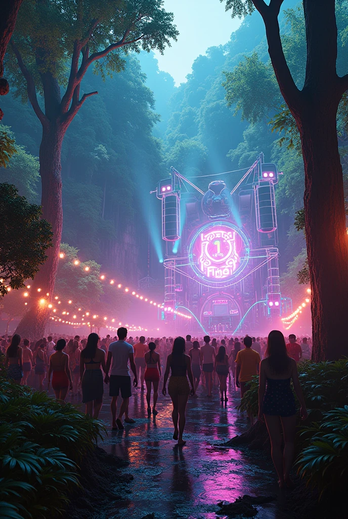 Call for a vibe sensation electronic party with a retro and nature theme