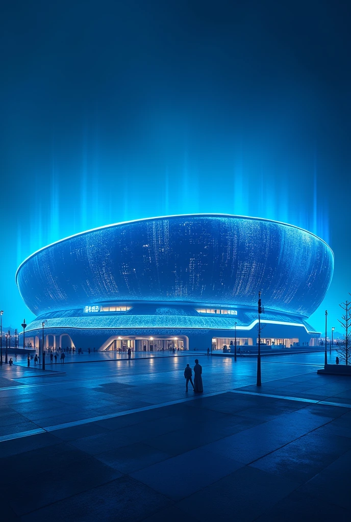 stadium background with blue light