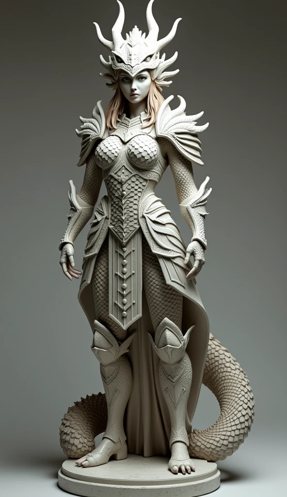 beautiful detailed female dragon warrior, ceramic statue, full body shot, intricately detailed armor, handmade, realistic, (best quality,4k,8k,highres,masterpiece:1.2),ultra-detailed,(realistic,photorealistic,photo-realistic:1.37),HDR,UHD,studio lighting,ultra-fine painting,sharp focus,physically-based rendering,extreme detail description,professional,vivid colors,bokeh,reflection light,cinematic lighting,drop shadow