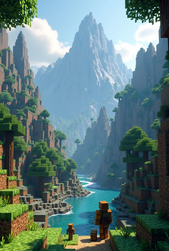 Make a picture of minecraft with high realistic shades