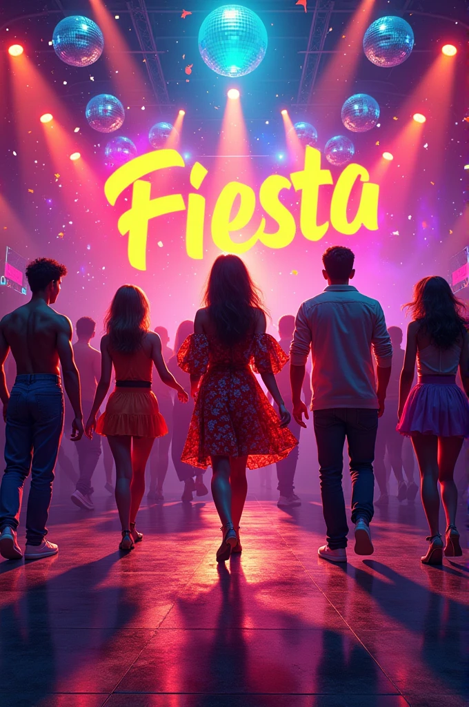 generate a poster for freshers party 2024 named fiesta in disco theme 