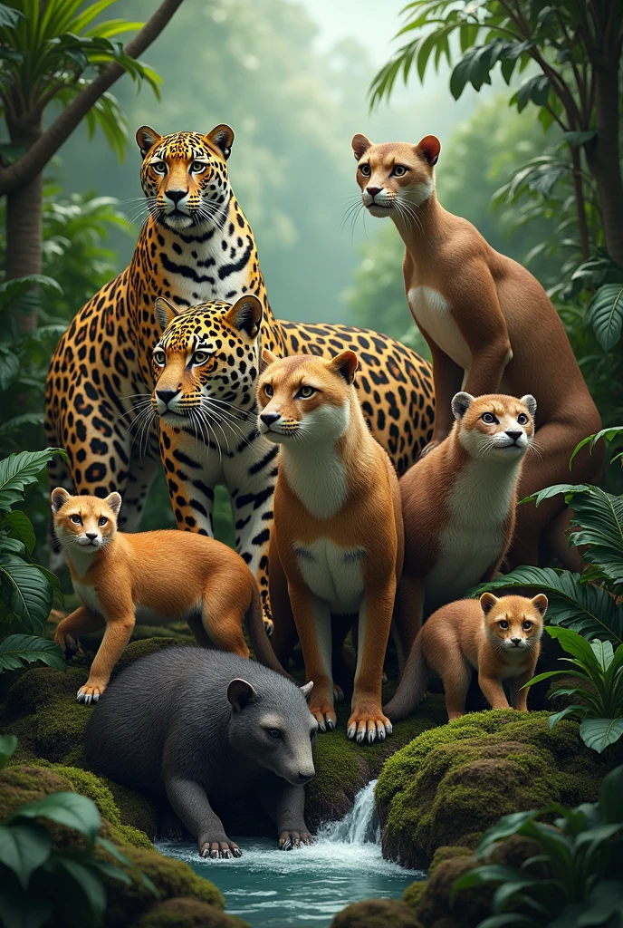 A set of Brazilian animals in extinction 
