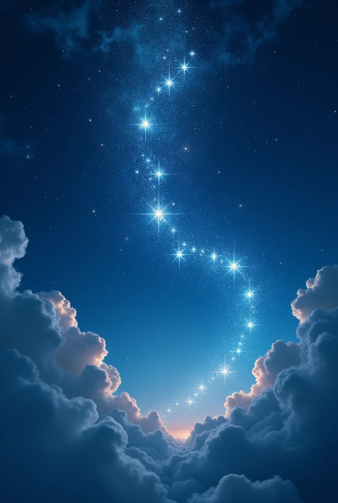 Stars shine in the night sky with musical melody