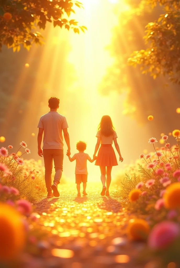 streaming animation。A blend of gold and bright colors full of hope and sunshine。oil painting。three-dimensional。