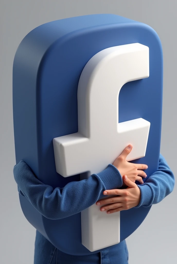 Person hugging fb logo