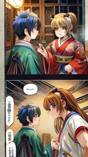 (masterpiece, Highest quality:1.2), Comics on Chrome、Japanese Manga、Conversation scene