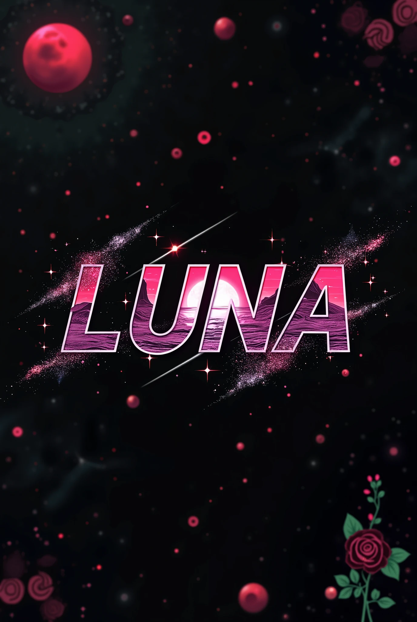 High resolution, logo spelling swiftly “Luna” cool, Jdm theme, anime theme, Cyberpunk vibe name spelling, brand logo, logo for tshirt, brand logo “LUNA”, acid trip vibes, acid trip, shooting stars, inside “LUNA”, Acid trip hallucinations inside “LUNA” , Waves of hallucinations inside “LUNA, splash, black roses with green leaves, blood moon, horror, ice, hallucinations of peace, sins,