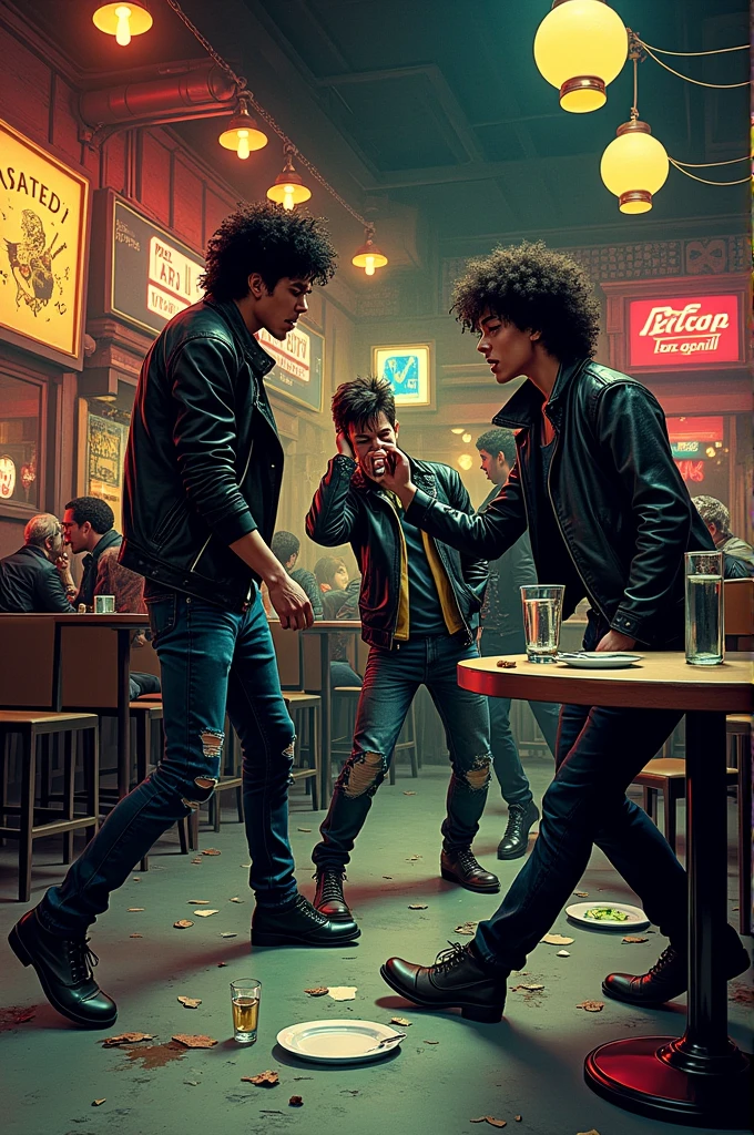 Rockers destroying a restaurant and the owner of the place calling the police