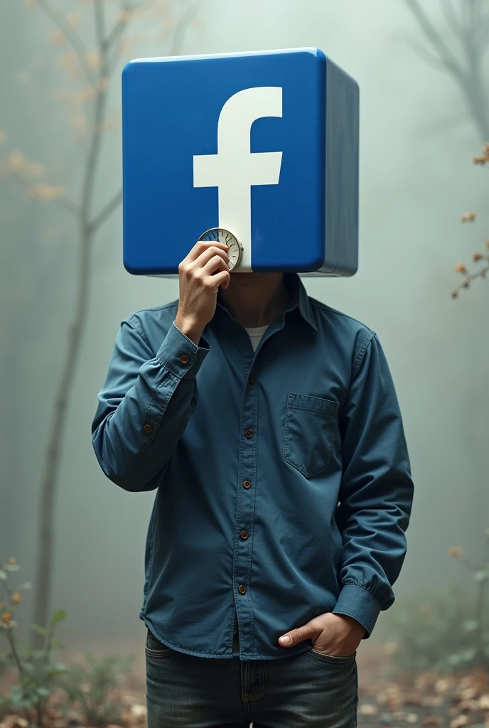 Person with head of fb logo eating time