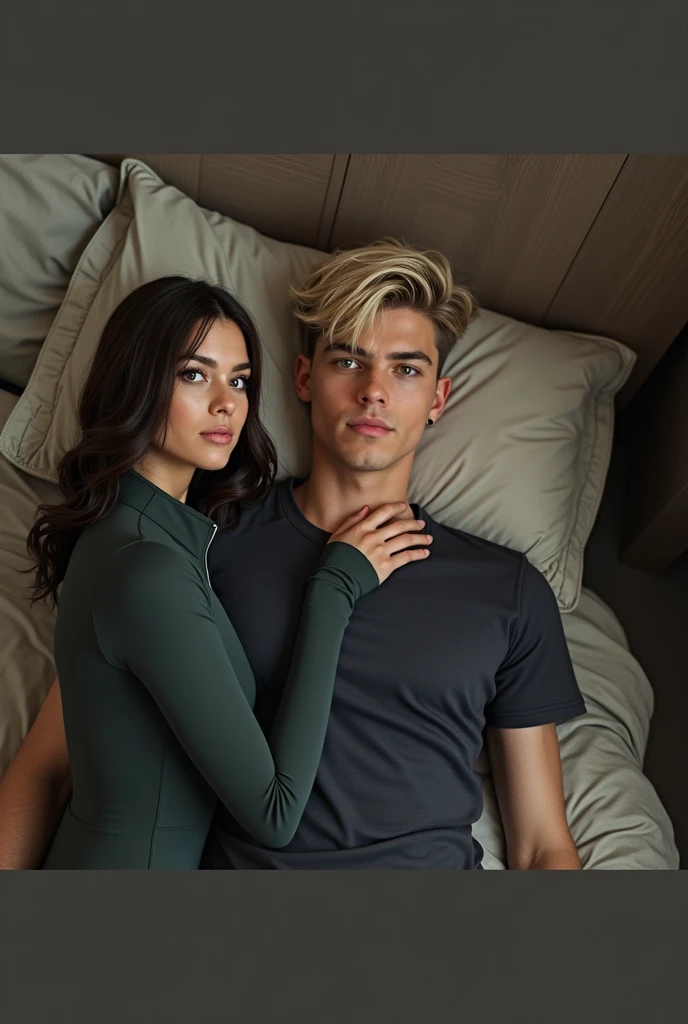 1 man, young man, 2, Leon S. Kennedy from the movie "Resident Evil 4", Eduard Badaluta's face, solo, Dark blonde hair, Curtain hairstyle, navy t-shirt, lying on the bed, sporty, volumetric lighting, depth of field. The man has Eduard Badaluta's face.
1 woman, young woman, beautiful, curvy but slim figure, long dark brown hair, blue eyes, green dress with 3/4 zip, lying on bed.