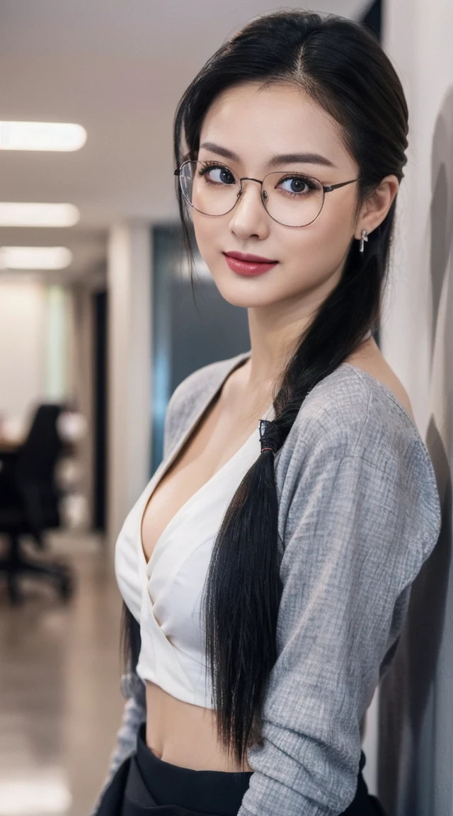 (One Realistic Woman), (Bottom to Top), Staring at the audience, masterpiece, Vibrant colors, Shadow, In the parking lot at night, Feminine, A white office lady shirt covers the upper body，Office Lady Blue Black Blazer， slim waist, Big Hips, Wide Hips, Big Ass, young, pale, female, slim，Legs open，sit，Focus on the lower body, Office Lady Skirt，(((Very MILF thick leg shape)))，(Huge hips:1.5), (The face of a super cute Japanese-Taiwanese half-idol:1.4), (The face of unisex beauty in southern China), (High-end office lady hairstyles:1.6), masterpiece, Highest quality，(All hands are wrapped in sleeves), (Blurred:1.4), (Flat Chest:1.5), ［human|Silicone Sex Doll］, Perfect Fingers, Perfect thick mature legs，Both feet are equal, Long Hair, (Unlike the usual Laura face:1.4), (8k,RAW Photos,Realistic:1.25)(Shiny Face and Shiny Skin,Highest quality,Ultra-high resolution,Depth of written boundary,Color Difference,Caustics,Wide Light,Natural Shadow，Brown pupil),  (Luxury cosmetics:1.4), (26), (Stinging eyes:1.5), (Thick eyelashes), (smile:1.1), (Even Skin Tone:1.4), Tight fitting tops，Cheeks are a little thin，Red tie on lips, ［male|female］， Dim Light，Earrings，Tall male physique, Height: 175cm, (Office lady wearing glasses:1.3)