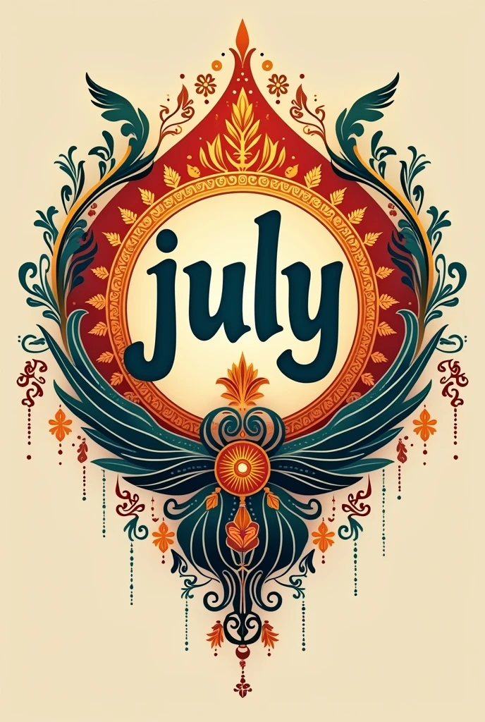Make a Logo with then name, "July L2 Content Sharing" written over it. Give the font Indian cultural touch and background should be indian traditional and aesthetic.