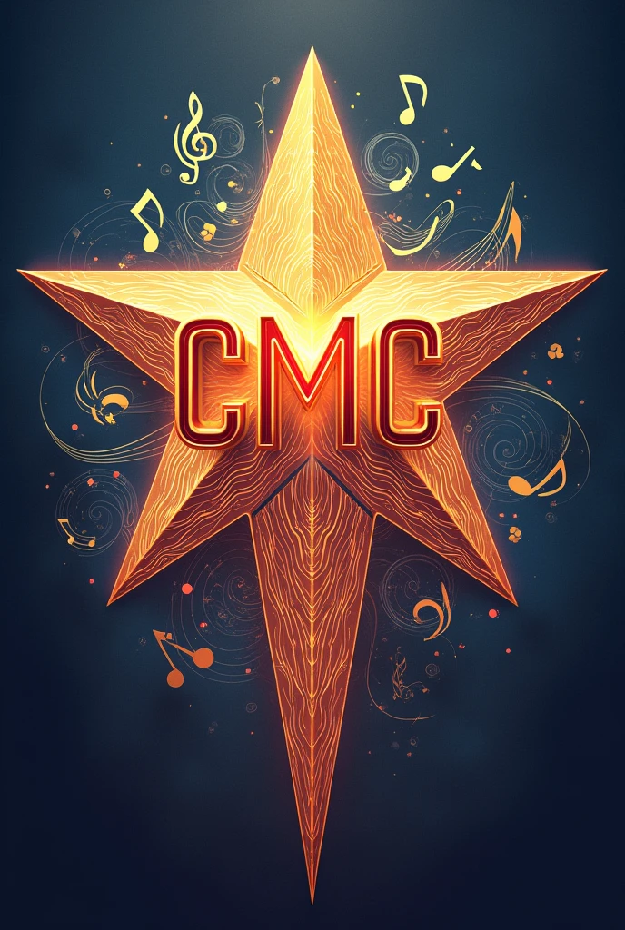 Draw a star with the letters CMC and music