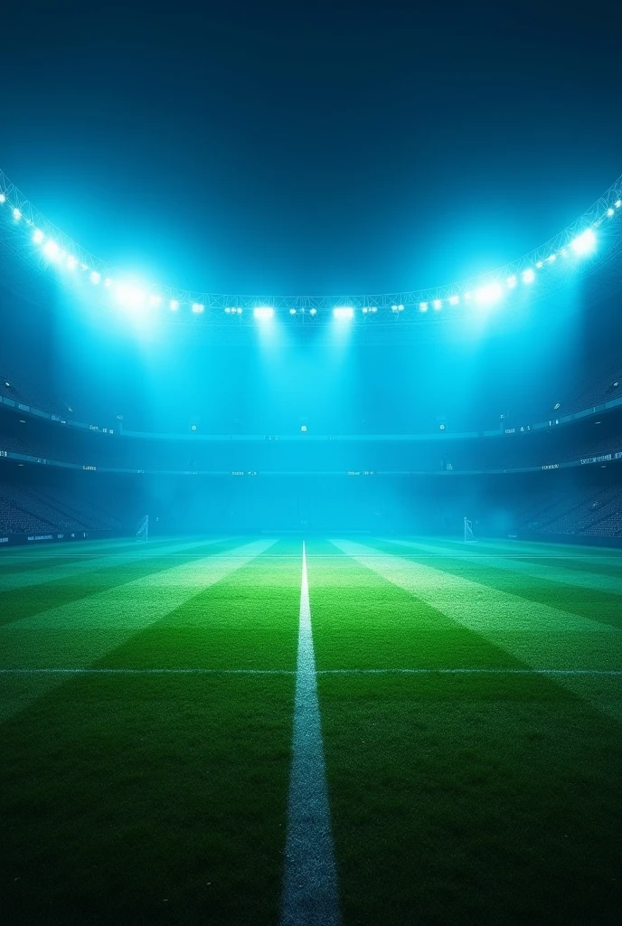 Football stadium and green ground background image with blue light no players 