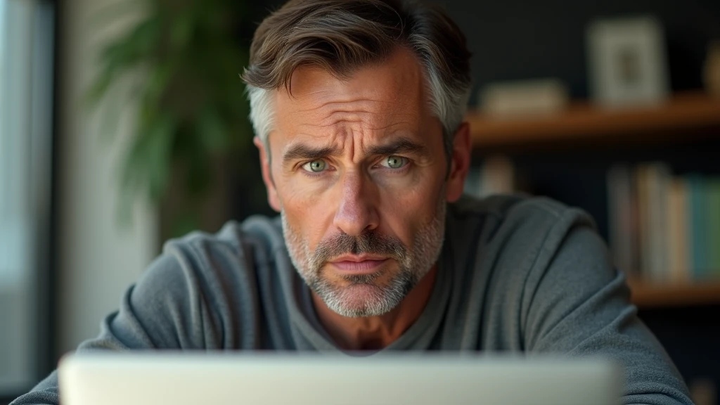Ultra-realistic portrait of a man in his 40s. He has brown hair with a few white strands, a neatly trimmed beard and green eyes that reflect determination and concern. His face is well defined, and his expression suggests seriousness and reflection. The portrait should be from the waist up. He is wearing a casual shirt.
The man is sitting in a home office, with a laptop open in front of him. The environment should include elements such as a desk and a bookcase, but should be blurred so as not to distract from the main subject.
The lighting should be soft and natural, with morning light coming in from a window, creating subtle shadows that accentuate the man's expression of determination. The light should highlight the green eyes and the texture of the skin, emphasizing the seriousness of the situation.
The image should convey a sense of determination and concern, with a touch of tension. Suggest a neutral color palette, such as grays and browns, that complements the office atmosphere.
The photo should be of high quality, with 8k rendering and extreme detail, capturing the emotional essence of the moment.