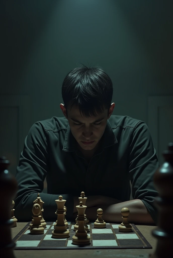  Chess player sad about defeat