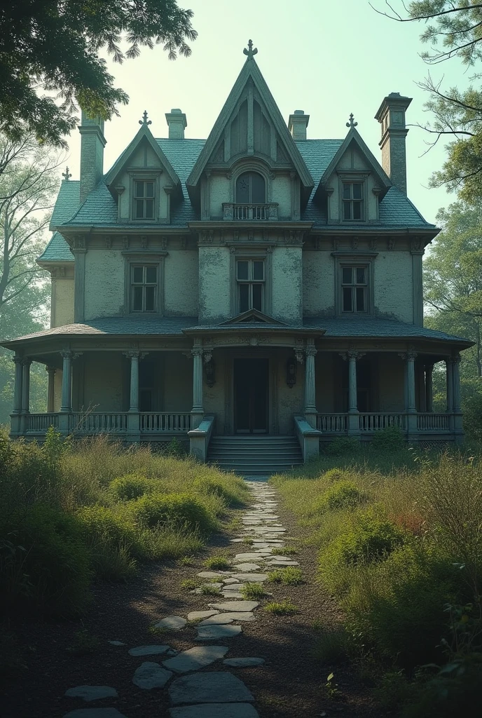 The mansion should look abandoned,