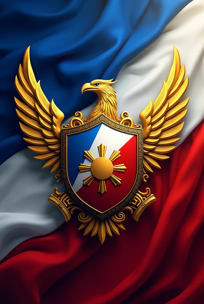 Military guild emblem philippines flag color shield with wings