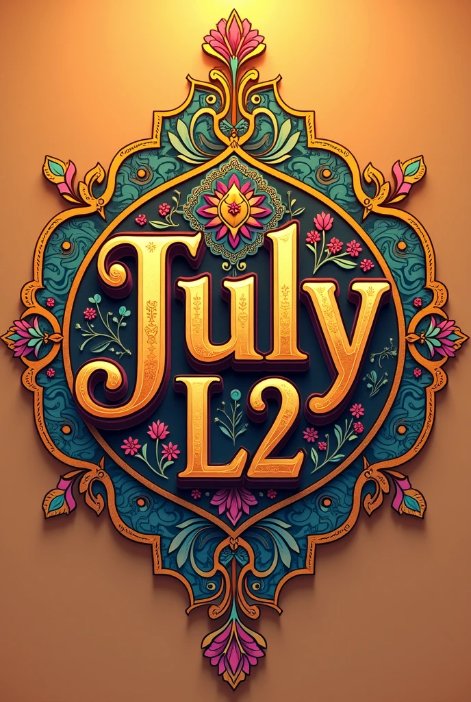 Creat a logo with the name July L2 written over it. Give indian Cultural touch to the text and indian traditional background to the logo 