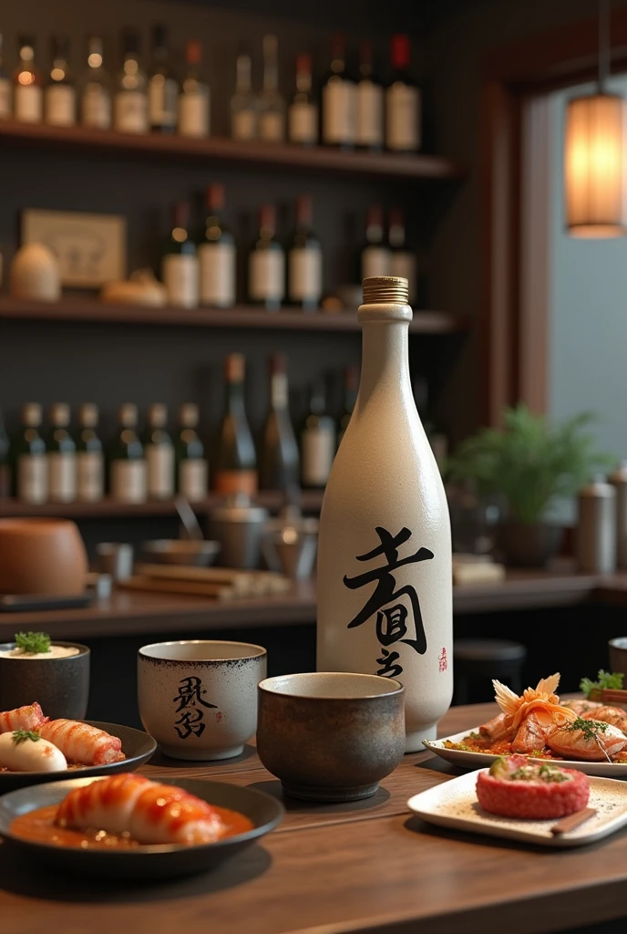 Japanese Izakaya、(((A very artistic sake bottle、Lidless sake cup、Rugged sake cup)))、Counter seats、Appetizers、Appetizers、Tapas、Stylish Izakaya、Daily life at an izakaya、Japanese Wabi-Sabi、