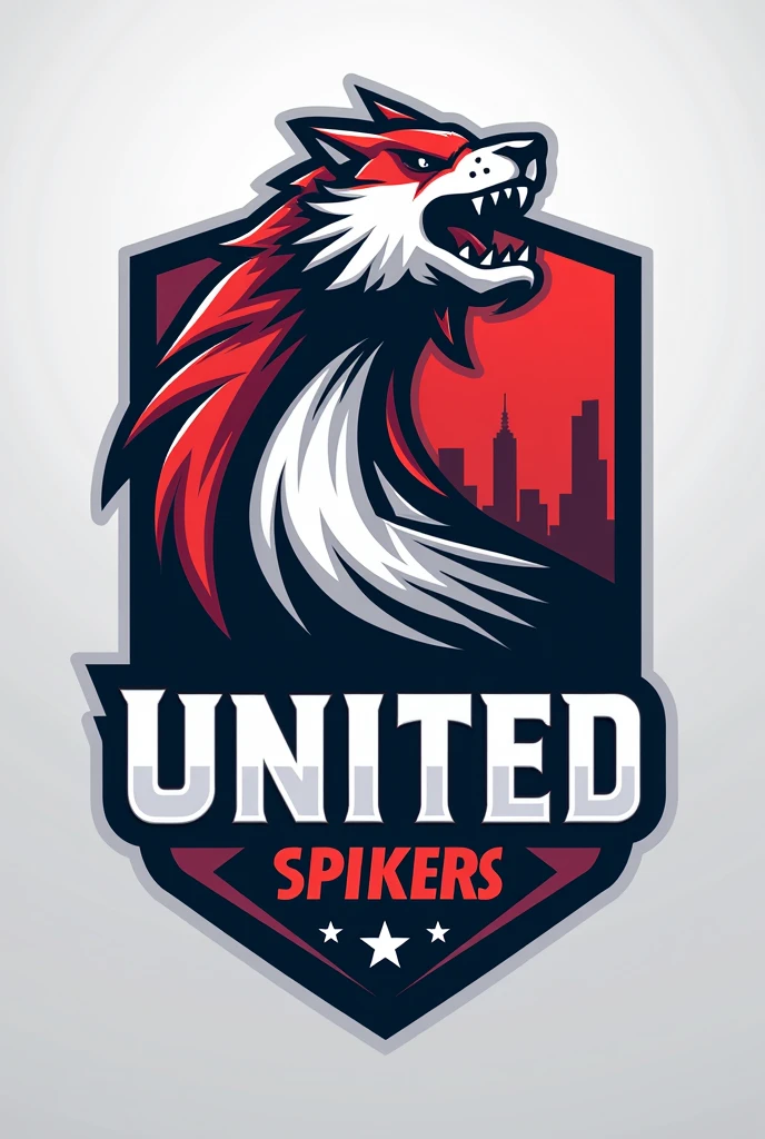 Create a logo of a volleyball club add text united spikers