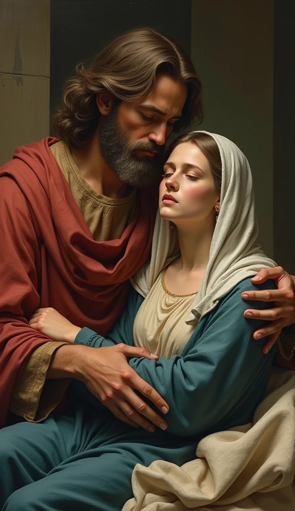 Detailed image of the apostle John caring for Mary