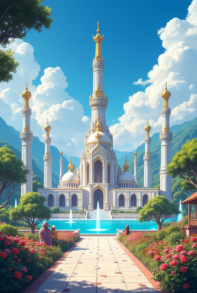 White and colorful kingdom with a symbol of peace
