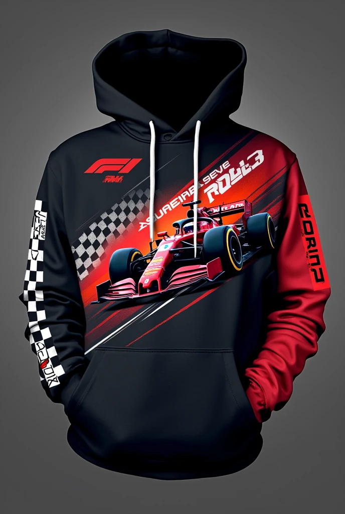 Create me a Formula 1 themed Hoodie for my school's promotion