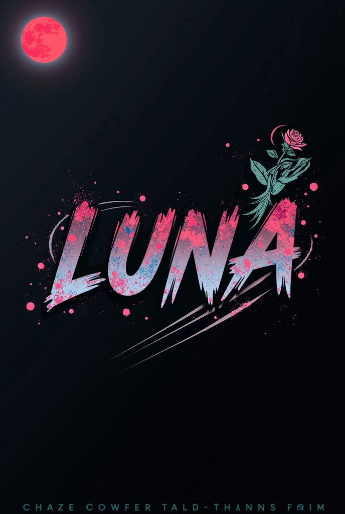 High resolution, logo spelling swiftly “Luna” cool, Jdm theme, anime theme, Cyberpunk vibe name spelling, brand logo, logo for tshirt, brand logo “LUNA”, Waves of hallucinations inside “LUNA, splash, black roses with green leaves, blood moon, horror, ice, hallucinations of peace, sins, skeleton hand holding rose inside “LUNA” white background,