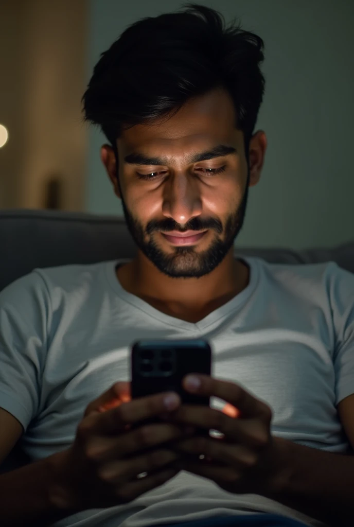 30 year old Indian man,watching phone