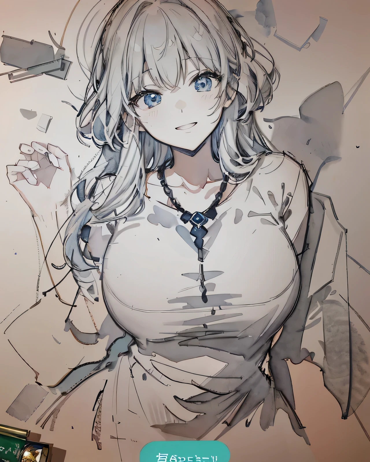 a drawing of a woman with long hair and a dress, thick black lineart, an anime drawing, anime sketch, thick lineart, anime drawing, anime woman, pencil and ink manga drawing, extremely fine ink lineart, a manga drawing, anime shading), marin kitagawa fanart, anime style drawing, ink manga drawing, manga drawing, anime shading, (Masterpiece), (best detail), (Best quality), (((aquarelle))), Watercolor background, cheerfulness, Young and good-looking, (Vintage background)