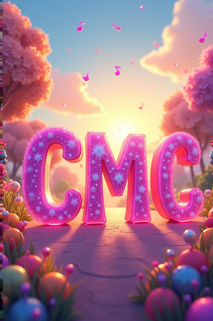 CMC letters shine, There is music, daytime sky