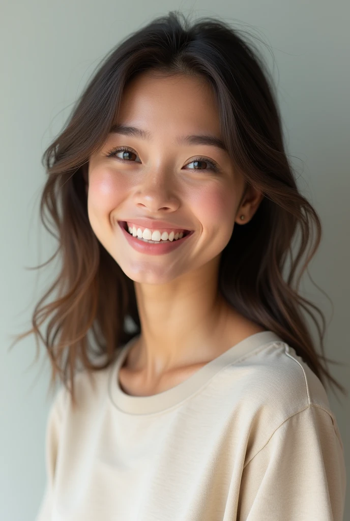(photorealism:1.2), beautiful round face
woman, happy and pretty..wearing tshirt
