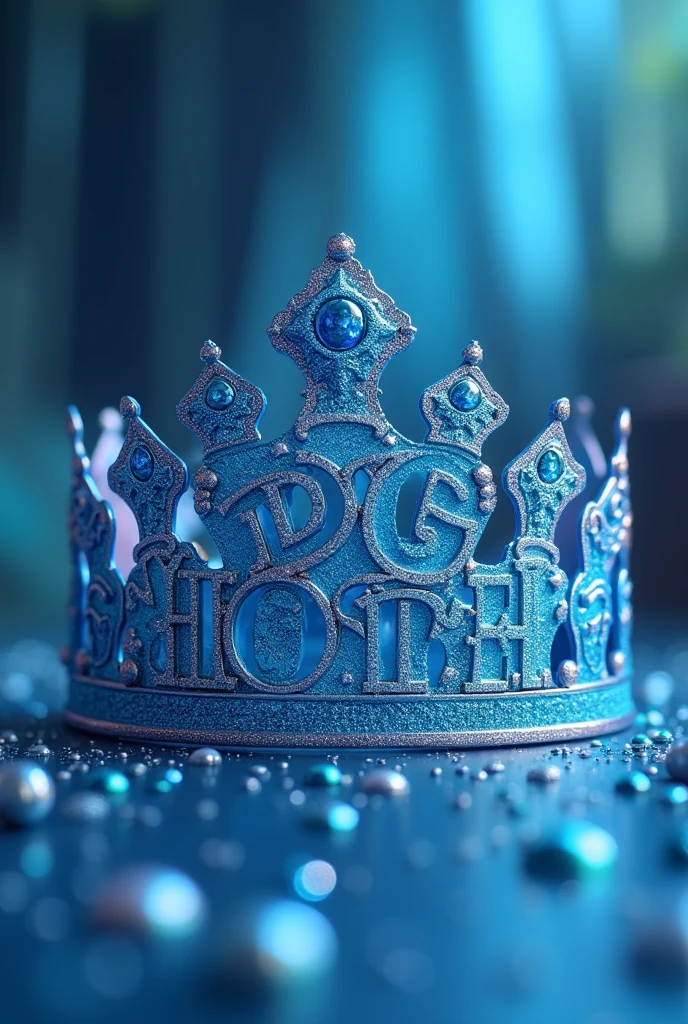 Blue tiara with the word dog hotel written on it
