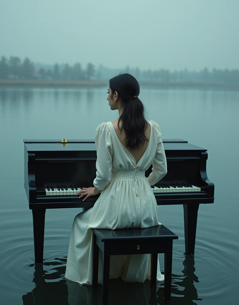 What I associate with her is a quiet lake surface without even a ripple. In front of the piano, she is enveloped in a clear tension and sharp concentration like a veil of water. There is only the piano and her.
