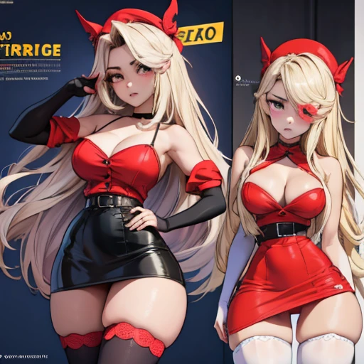 full-body, stand, side, pose for photo, pose, show her ass, (masterpiece, best quality:1.4), absurdres, highres, ultra detailed, beautiful, (secretary), (perfect face, detailed face, beautiful:1.3),(natural breasts, cleavage), collarbone, fingerless gloves, gloves,spaghetti strap top, black pencil skirt, tight, over the knee skirt, hat, elegant secretary outfit, thighhighs, thick thighs, thighs, multiple belts, More detailed 8K.motor irreal:1.4,UHD,La mejor calidad:1.4, fotorrealista:1.4, textura de la piel:1.4, obra maestra:1.8,obra-prima, mejor calidad, (detailed face features:1.3),(manos detailed)