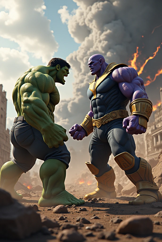 Hulk facing thanos final battle