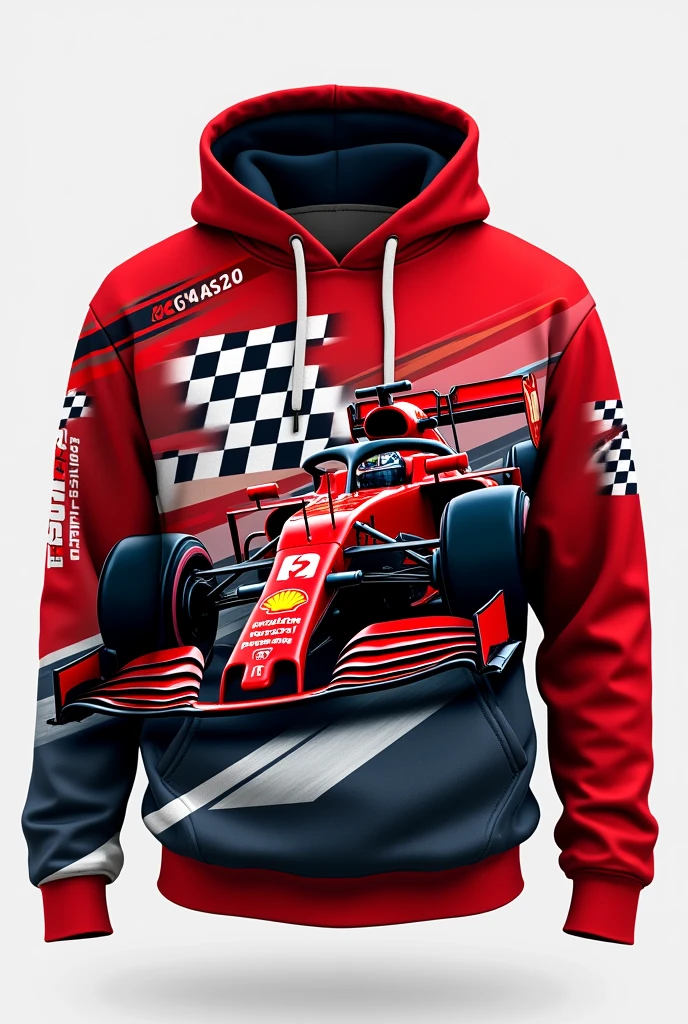 
Create me a Formula 1 themed Hoodie for my school&#39;s promotion, but that is not directly about Formula 1 and that does not have any design of a vehicle, car or something similar, it can have tires as a design and racing flags, show me at least 4 options That does not have a car in the design that does not have a car in the design zero cars in the design