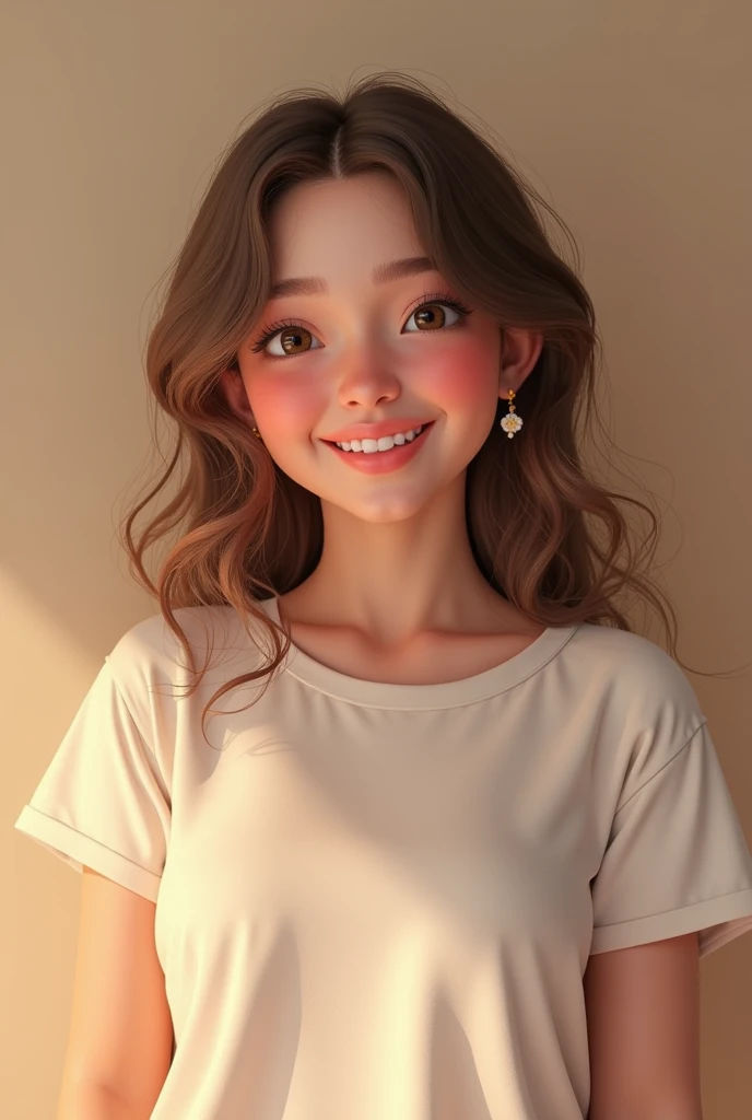 (photorealism:1.2), beautiful chubby face
woman, happy and pretty..wearing tshirt