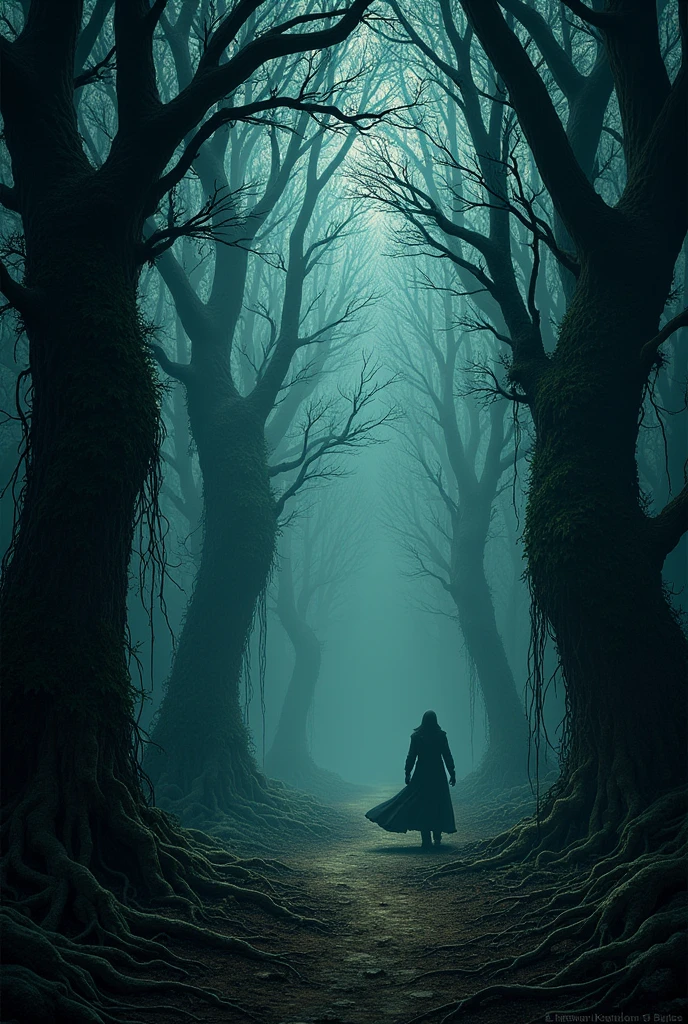 create a banner for my rpg with something like trees and vines, Written "are you ready?" quero isso Written e que a floresta seja mais medonha