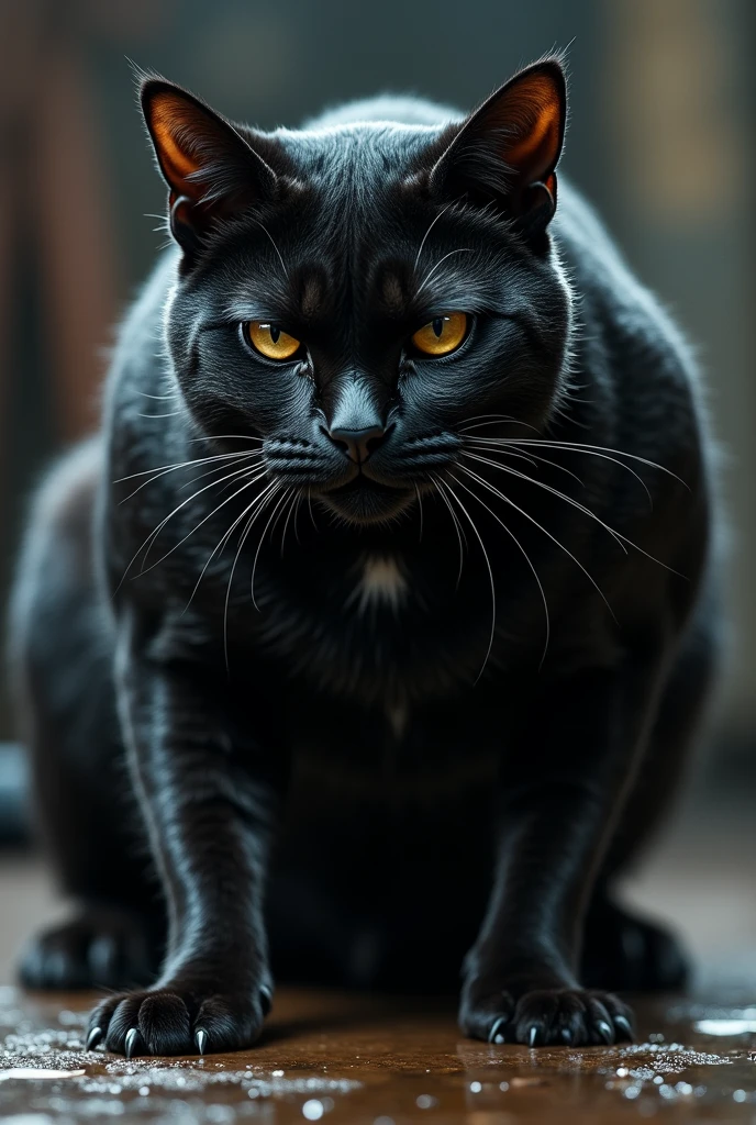 Black cat、Muscle training、Tired face、Sweat
