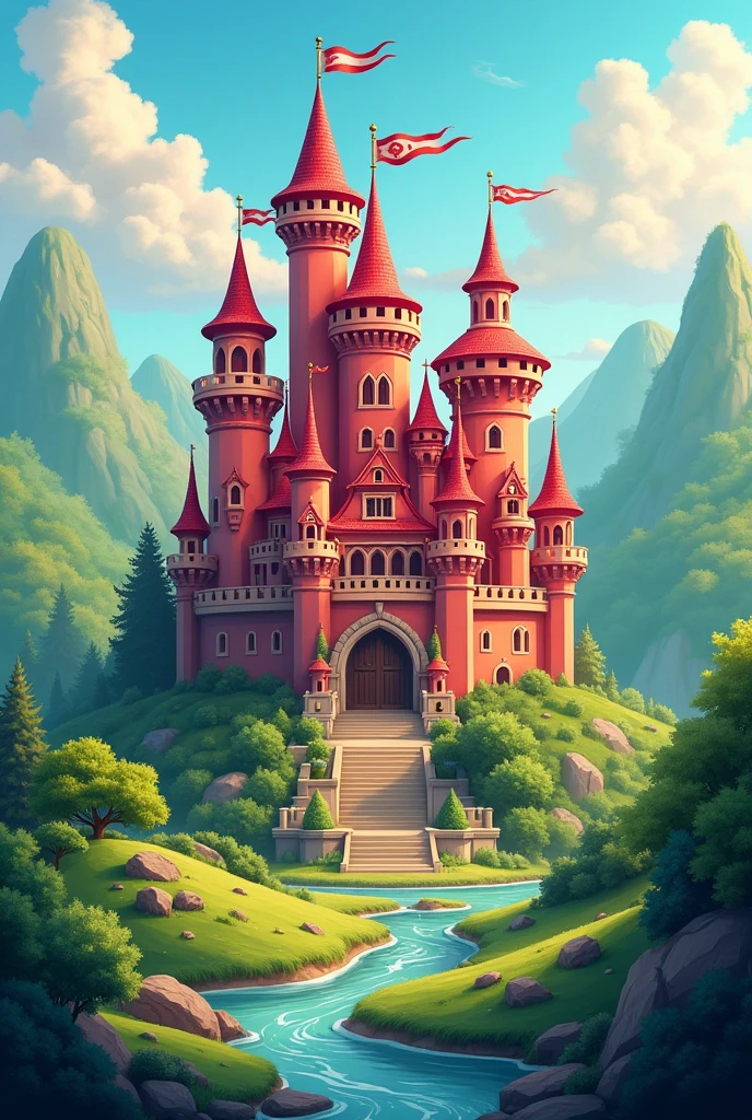 Kingdom and a cheerful red castle