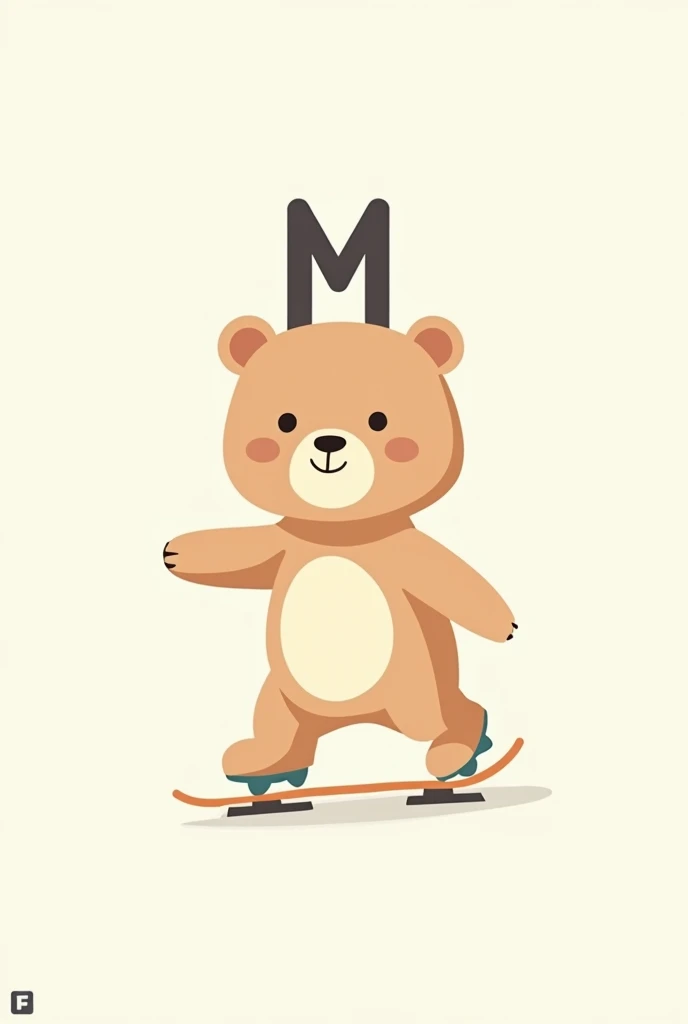 Minimalist skater bear baby With the combination of the letter M is A on top of the bear