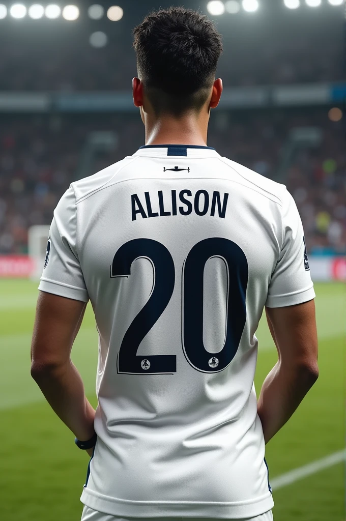 make a white football shirt on the back with the words Allison and the number 20