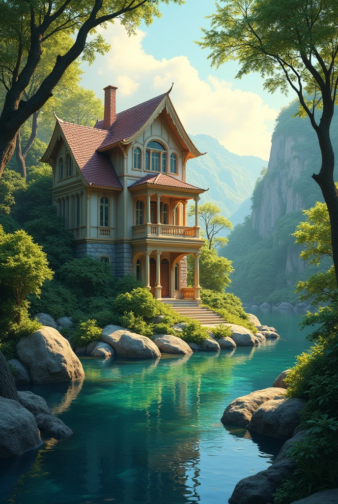 In the morning there is only one beautiful house in nature.