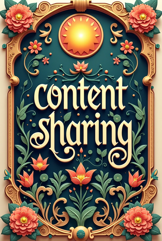 Write Content Sharing in a beautiful font and give it a indian traditional touch.