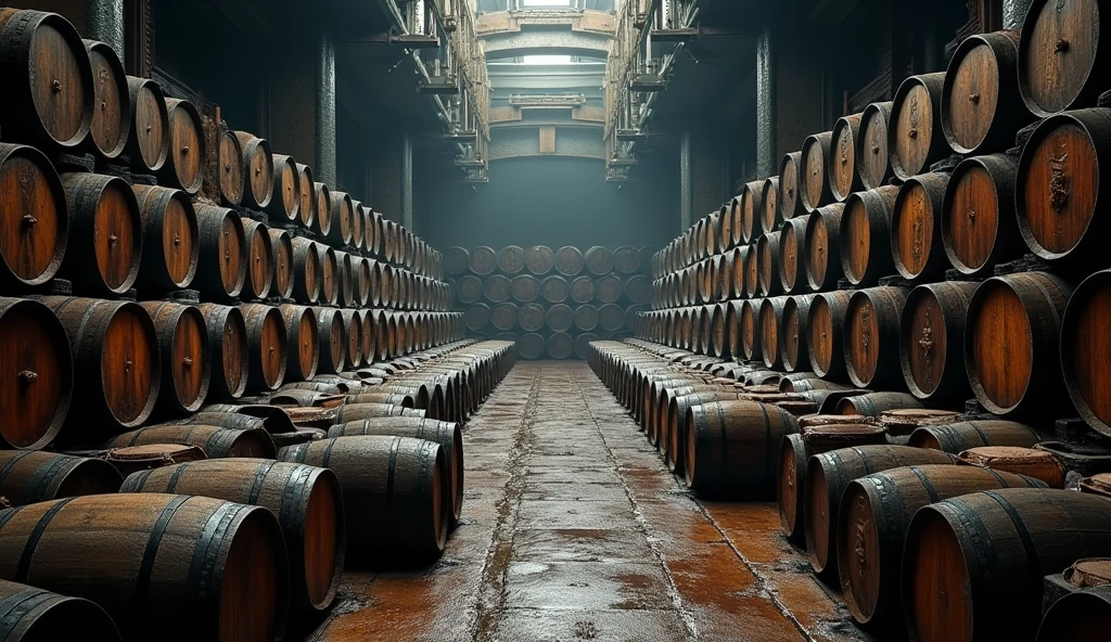 Lot of barrels inside the ship kept nicely
