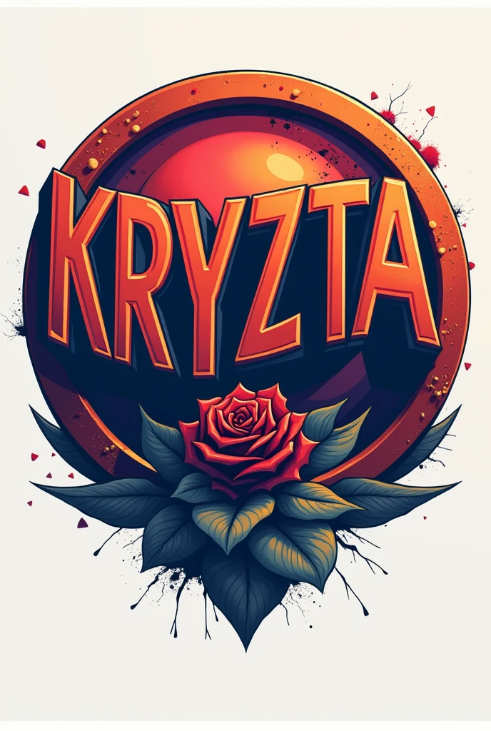 Make me a logo with the word Kryzta, make it a little more 3D, Make a round frame because it is for a profile and add more color and shading, So much color doesn't make it look harmonious and aesthetic., make it look masculine