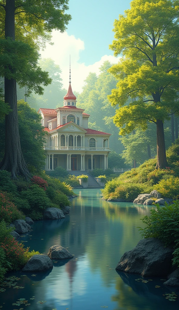 In the morning there is only one beautiful house in nature.